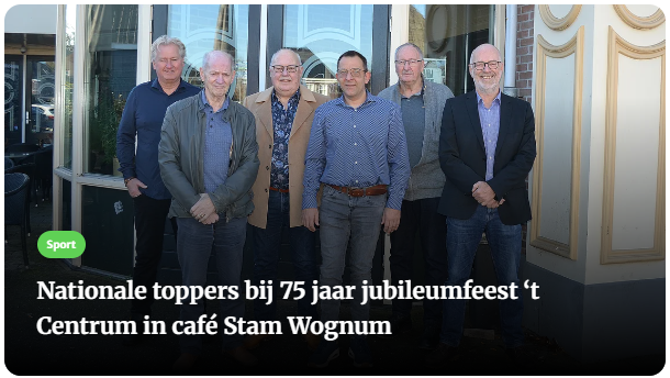 V.l.n.r: Ron Stam, Joop Hoefs, Jacco Ooms, Ruud Zeeman en Cor Bleeker, allen lid van de jubileumcommissie en Nico Boots voorzitter 't Centrum.